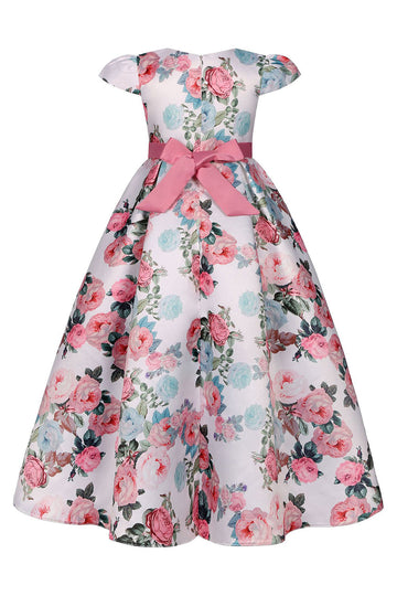 Blush Print Robe longue longue florale avec nœud papillon